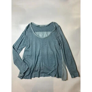 CP Shade Blue 100% Linen Made In USA Long Sleeve Blouse Women’s Small